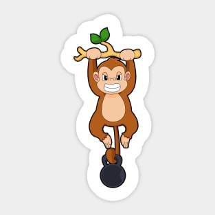 Monkey at Strength training with Dumbbell Sticker